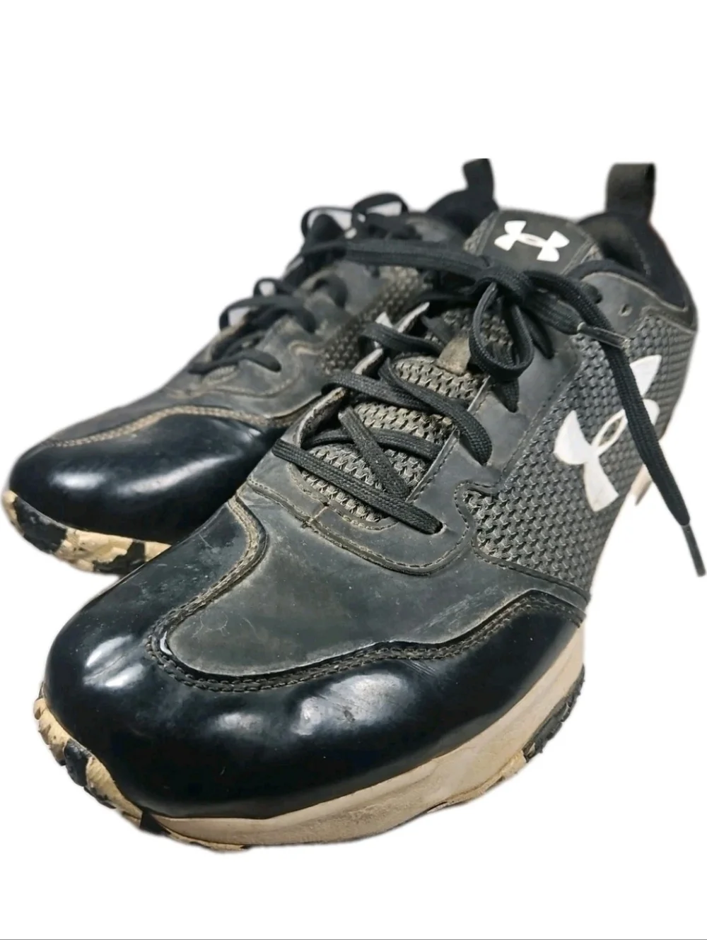 Under Armour Men Sz13 Black/White Rubber Turf Trainer Athletic Traction Y2K[6E